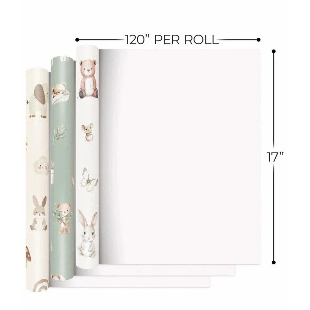 Beautiful‎ Gift Wrapping Paper Rolls for Baby Shower - Cute Set of 3